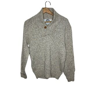 Mens M Beige Shawl Collar Wool Sweater Classic Rustic Layering Cambridge Wool Co